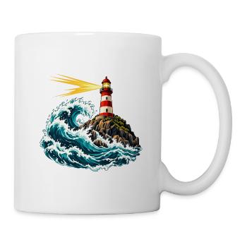 Leuchtturm über einer schwingenden Welle - Tasse - Weiß - Rechts