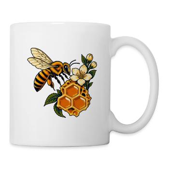 Honigbienen- und Wabenblüte - Tasse - Weiß - Rechts