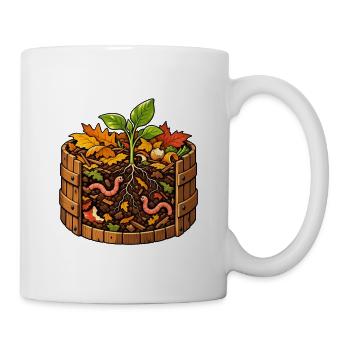 Kompostgarten mit freundlichen Würmern - Tasse - Weiß - Rechts