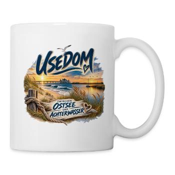 Usedom Zwischen Ostsee und Achterwasser - Tasse - Weiß - Rechts