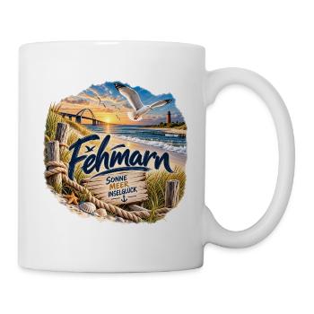 Föhr Inselglück Strandmotiv - Tasse - Weiß - Rechts