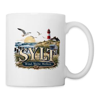 Sylt Strandwind Motiv - Tasse - Weiß - Rechts