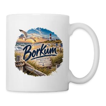 Borkum Küstenzauber Strand Leuchtturm - Tasse - Weiß - Rechts