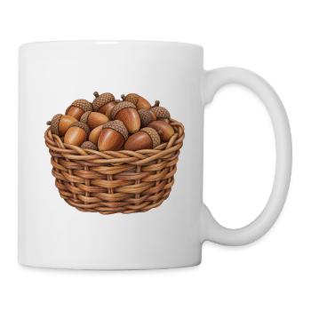 Weidenkorb gefüllt mit Eicheneicheln - Tasse - Weiß - Rechts