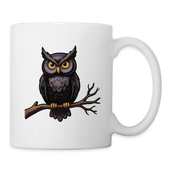Eule auf einem Ast - Tasse - Weiß - Rechts