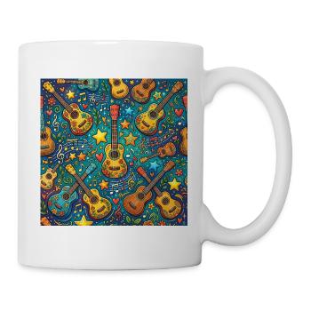 Psychedelische Gitarre Im 60er Hippie Stil - Tasse - Weiß - Rechts