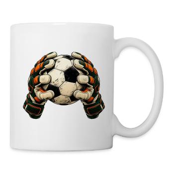 Torwart Geschenk - Fußball und Handschuhe - Tasse - Weiß - Rechts