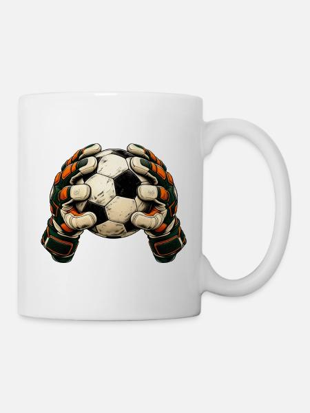 Torwart mit Fußball – Torhüter Geschenk Vintage - Tasse - Weiß