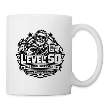 Level 50: 50. Geburtstag – Lustiges Gamer-Geschenk - Tasse - Weiß - Rechts