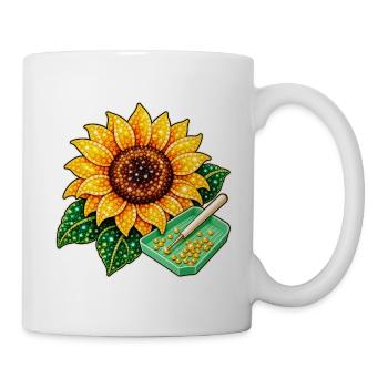 Diamond Painting Motiv - Funkelnde Sonnenblume - Tasse - Weiß - Rechts
