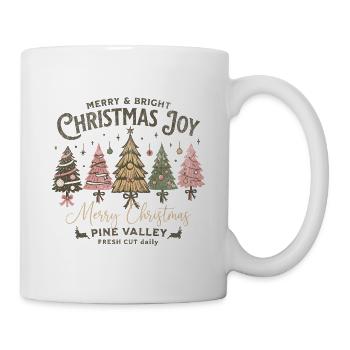 Merry Christmas Joy Tannenbaum Vintage Geschenk - Tasse - Weiß - Rechts