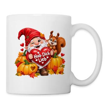 Herbstgnom Hab Dich Lieb - Tasse - Weiß - Rechts