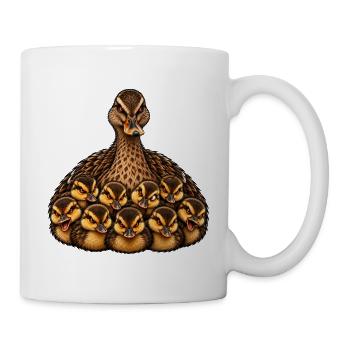 Weibliche Stockente und Küken - Tasse - Weiß - Rechts