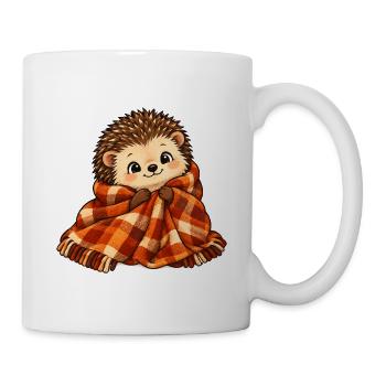 Kuscheliger Igel mit Plaidschal - Tasse - Weiß - Rechts
