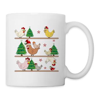 Weihnachten Hühnerstall Hühner - Tasse - Weiß - Rechts