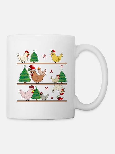 Weihnachten Hühnerstall Hühner - Tasse - Weiß