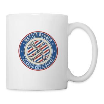 Master Barber Straight Razor Shears Badge Geschenk - Tasse - Weiß - Rechts