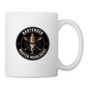 Barkeeper-Meister-Mixologe-Shaker-Abzeichen-Geschenk - Tasse - Weiß - Rechts