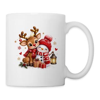 Winterfreunde Reh Schneemann - Tasse - Weiß - Rechts