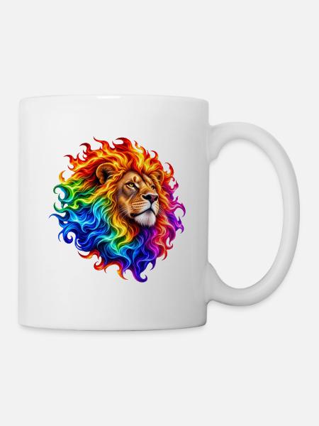 Feuerregenbogenlöwe - Tasse - Weiß
