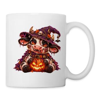 Gruselige Halloween-Kuh - Tasse - Weiß - Rechts