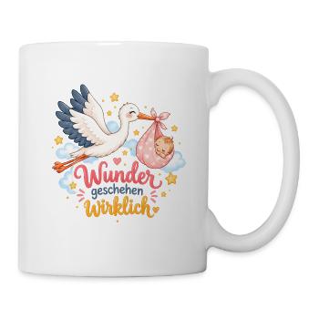 Wunder geschehen wirklich Storch Baby - Tasse - Weiß - Rechts