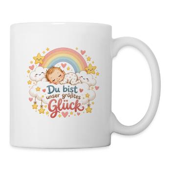 Unser größtes Glück – Baby Regenbogen - Tasse - Weiß - Rechts