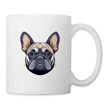 Französischer Bulldoggenkopf - Tasse - Weiß - Rechts