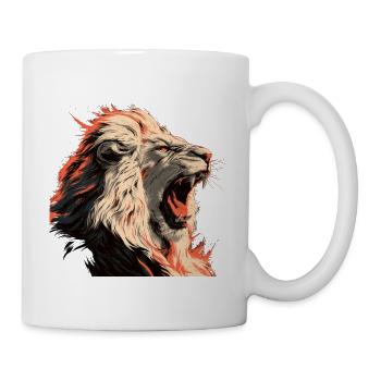 Löwenporträt im Flammenlook - Tasse - Weiß - Rechts