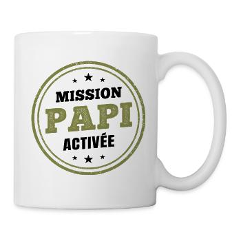 Opa Mission aktiviert | Humoristi Schwangerschaftsdurchsage - Tasse - Weiß - Rechts