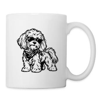 Havaneser mit Sonnenbrille – Cooler Hund - Tasse - Weiß - Rechts