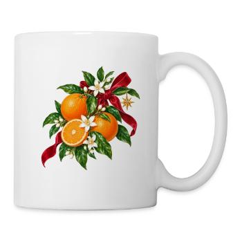 Weihnachtsorangen blühen und Band - Tasse - Weiß - Rechts