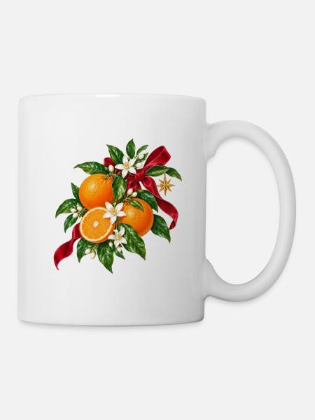 Weihnachtsorangen blühen und Band - Tasse - Weiß