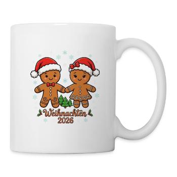 Weihnachten 2026 Lebkuchenmann & Lebkuchenfrau - Tasse - Weiß - Rechts