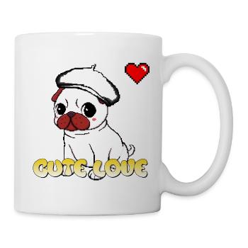 Süßer Liebes-Mops - Tasse - Weiß - Rechts
