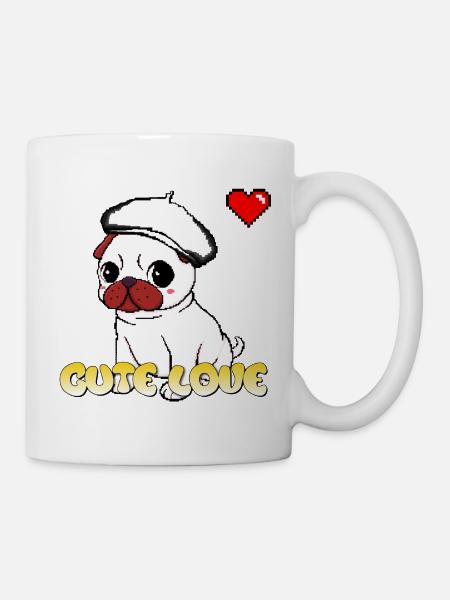Süßer Liebes-Mops - Tasse - Weiß