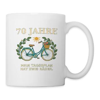 70 Jahre Fahrrad Tagesplan - Tasse - Weiß - Rechts