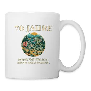 70 Jahre Weitblick Radtouren - Tasse - Weiß - Rechts