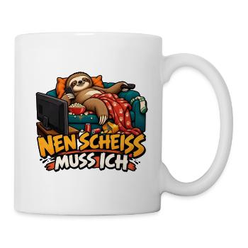 Faules Faultier Ruhemodus mit lustigem Spruch - Tasse - Weiß - Rechts