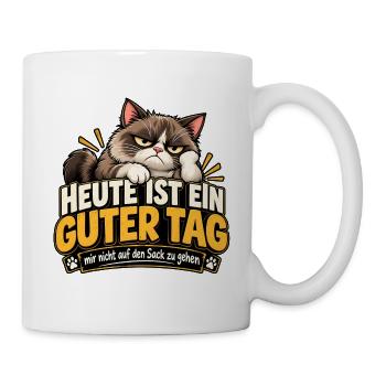 Heute Ist Ein GuterTag Katze mit Spruch Lustig - Tasse - Weiß - Rechts