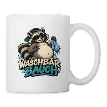 Waschbär Bauch Cartoon - Tasse - Weiß - Rechts