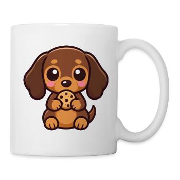 Dackel Hund Cartoon Kawaii Süßigkeit - Tasse - Weiß - Rechts