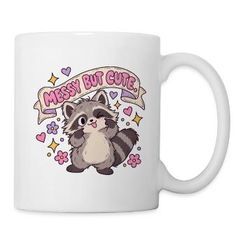Messy But Cute Kawaii-Waschbär - Tasse - Weiß - Rechts