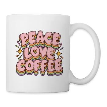 Peace Love Coffee in Pastell-Retro-Schrift - Tasse - Weiß - Rechts