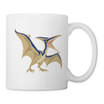 Blau gestreifter Flugsaurier im Vintage-Stil - Tasse - Weiß - Rechts