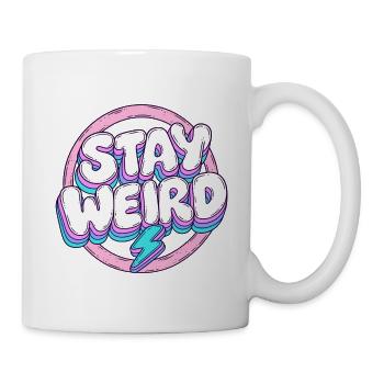 Stay Weird Pastell-Schriftzug mit Blitz - Tasse - Weiß - Rechts
