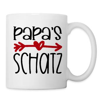 Papas Schatz Liebling Babysprüche Herz Pfeil - Tasse - Weiß - Rechts
