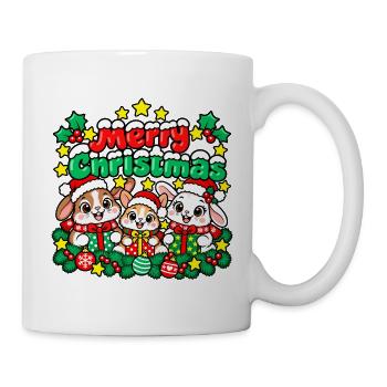 Freudiges Hasen-Weihnachten - Tasse - Weiß - Rechts
