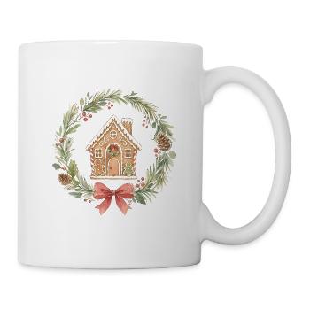Lebkuchenhaus Weihnachtskranz - Tasse - Weiß - Rechts
