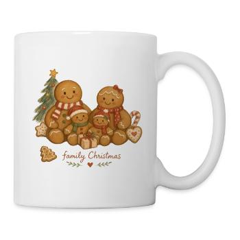 Aquarell Lebkuchen-Familienweihnachten - Tasse - Weiß - Rechts